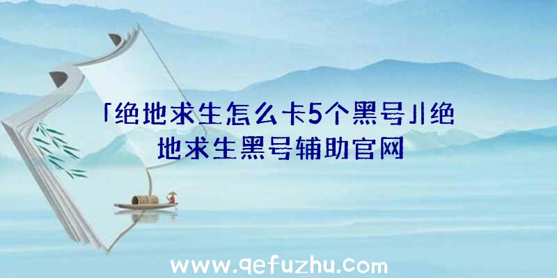 「绝地求生怎么卡5个黑号」|绝地求生黑号辅助官网